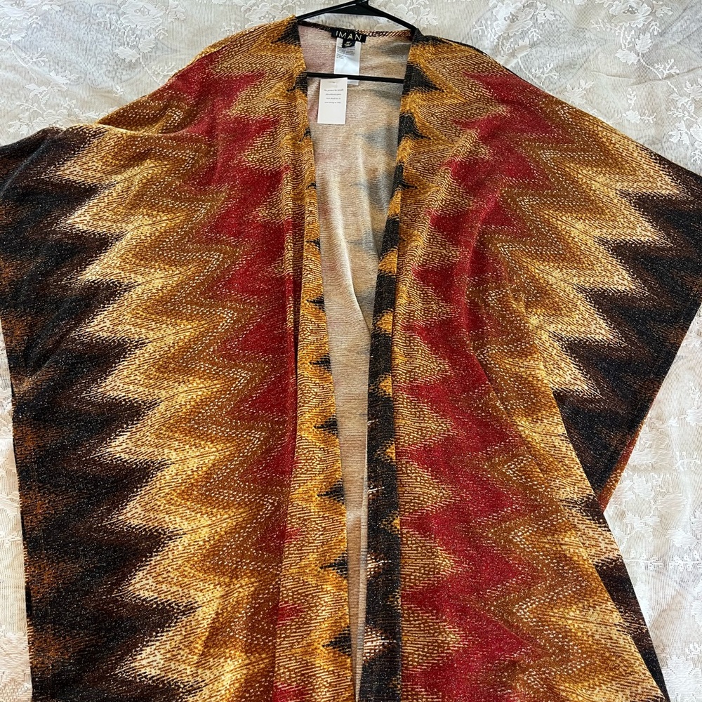 Zigzag Patterned Open Front Cardigan